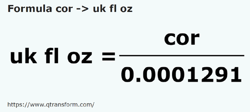 umrechnungsformel Kor in Britische Flüssigunzen - cor in uk fl oz