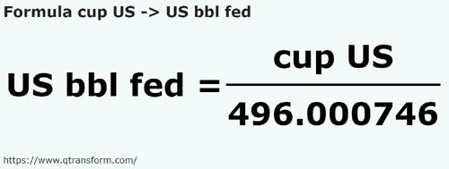 formule Amerikaanse kopjes naar Amerikaanse vaten (federaal) - cup US naar US bbl fed