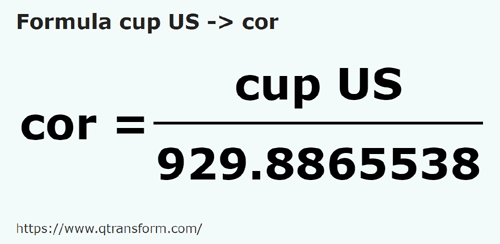 formule Amerikaanse kopjes naar Cor - cup US naar cor