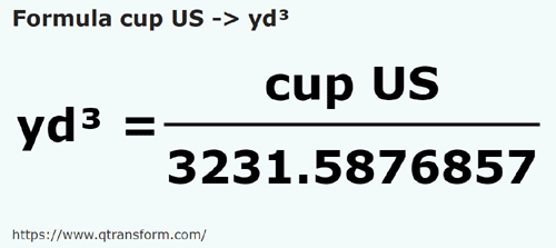 formula Tazas USA a Yardas cúbicas - cup US a yd³