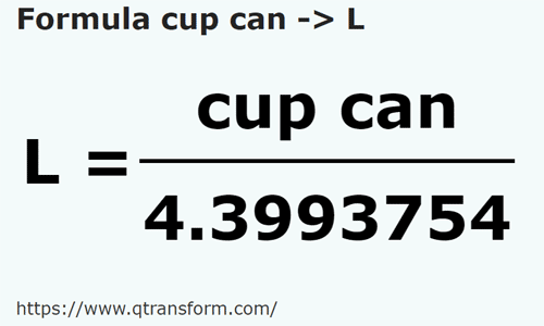 formula Filiżanki kanadyjskie na Litry - cup can na L