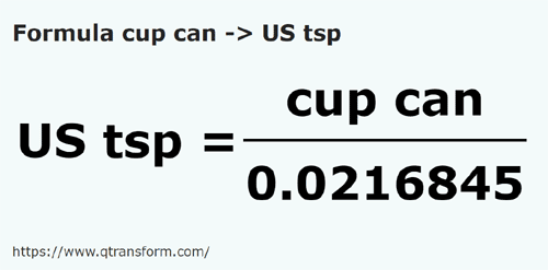umrechnungsformel Kanadische cups in Amerikanische Teelöffel - cup can in US tsp