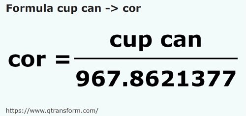 umrechnungsformel Kanadische cups in Kor - cup can in cor