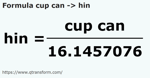 formula Чашки (Канада) в Гин - cup can в hin