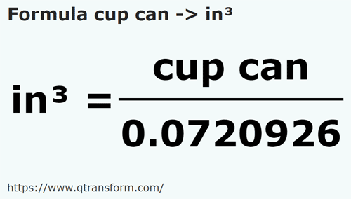 umrechnungsformel Kanadische cups in Kubikzoll - cup can in in³