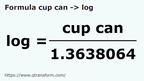 umrechnungsformel Kanadische cups in Log - cup can in log