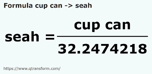 formula Taças canadianas em Seas - cup can em seah