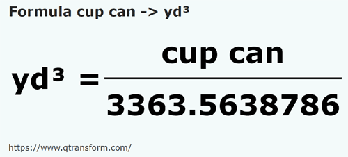 formule Tasses canadiennes en Yards cubes - cup can en yd³