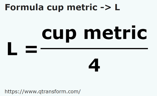 formule Tasses métriques en Litres - cup metric en L