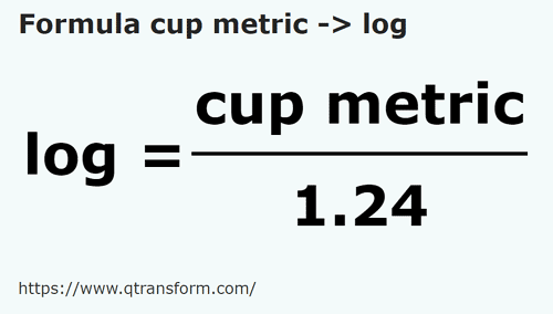 formula Метрические чашки в Лог - cup metric в log