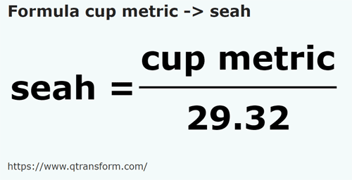 formula Метрические чашки в Сата - cup metric в seah