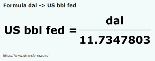 formula Dekaliter kepada Tong (persekutuan) US - dal kepada US bbl fed