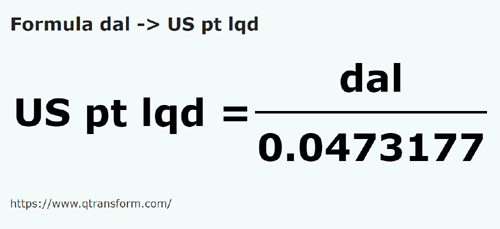 formula Decalitri in Pinte SUA - dal in US pt lqd