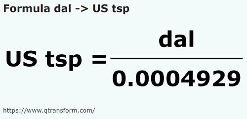 formule Decaliter naar Amerikaanse theelepels - dal naar US tsp