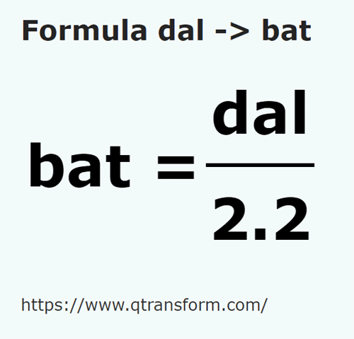 formula Decaliters to Baths - dal to bat