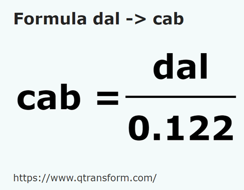 formula Decaliters to Cabs - dal to cab