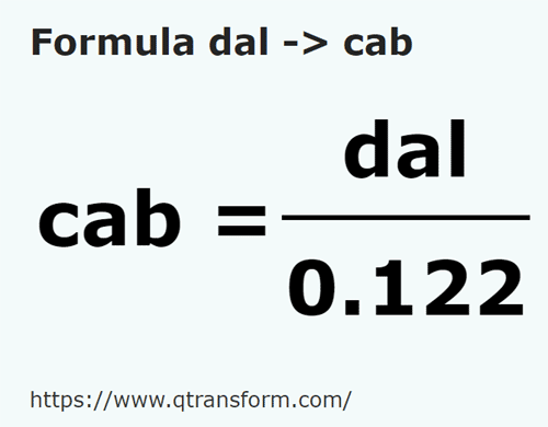 formulu Dekalitre ila Kab - dal ila cab