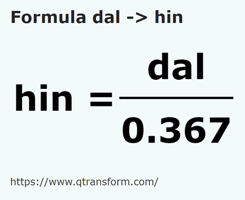 formula Decaliters to Hins - dal to hin
