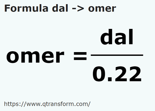 formula Deciliters to Omers - dal to omer