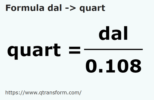 formula Decalitri in Măsuri - dal in quart
