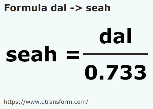umrechnungsformel Dekaliter in Sea - dal in seah