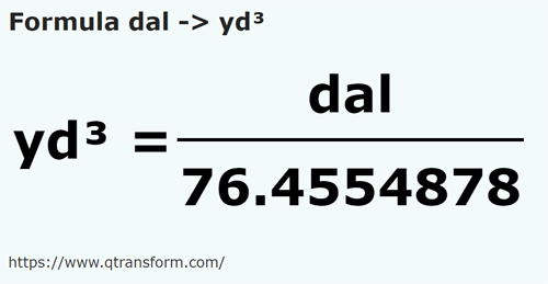 formula Decalitros a Yardas cúbicas - dal a yd³