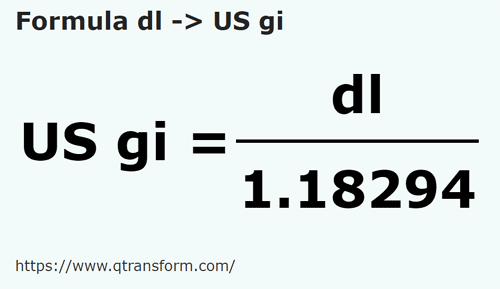 formula Decilitri in Gills americane - dl in US gi