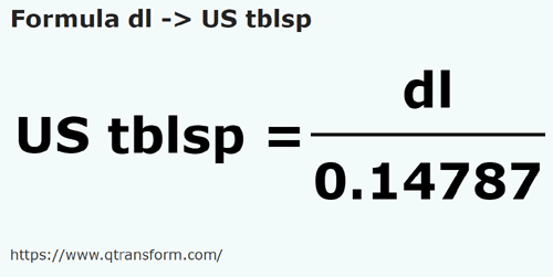 formula децилитры в Столовые ложки (США) - dl в US tblsp