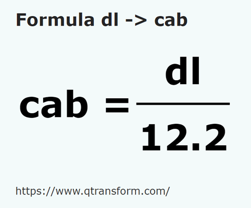 formula Decilitros em Cabos - dl em cab