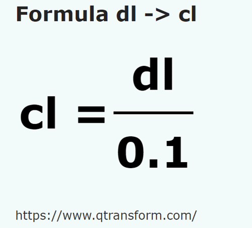 formula Decylitry na Centylitry - dl na cl