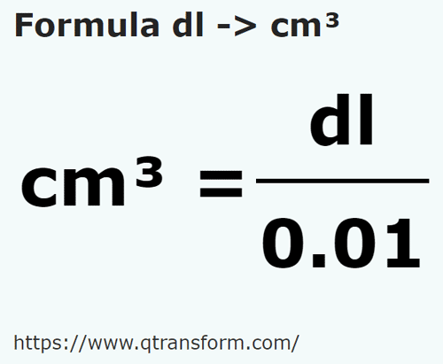 formula Decilitro in Centimetri cubi - dl in cm³