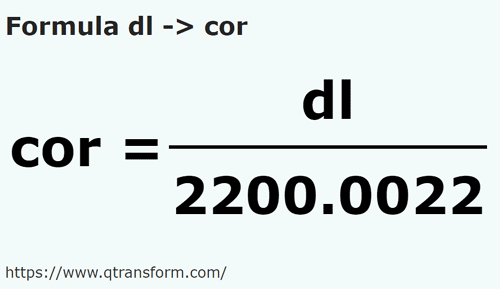 formule Deciliter naar Cor - dl naar cor