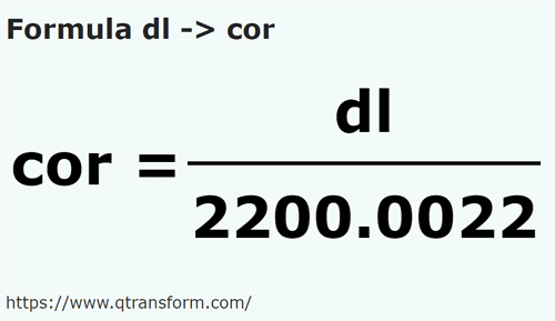 formula Decilitros a Coros - dl a cor