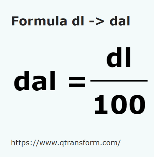formula Desiliter kepada Dekaliter - dl kepada dal