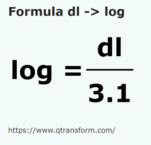 formula Desiliter kepada Log - dl kepada log