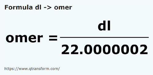 formule Deciliter naar Gomer - dl naar omer