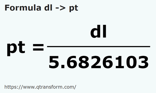 formula Decylitry na Pinta imperialna - dl na pt