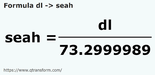 formule Deciliter naar Sea - dl naar seah