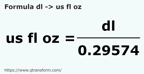 formule Deciliter naar Amerikaanse vloeibare ounce - dl naar us fl oz