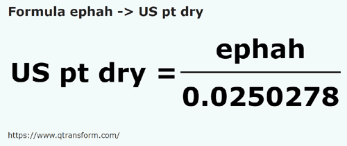 formula Ephahs to US pints (dry) - ephah to US pt dry