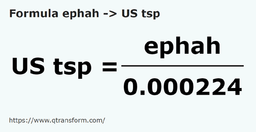 formule Ephas en Cuillères à thé USA - ephah en US tsp
