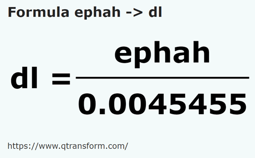 formula Efa kepada Desiliter - ephah kepada dl
