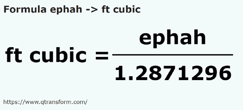 formula Efas em Pés cúbicos - ephah em ft cubic