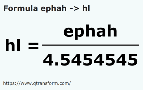 formula Ефа в гектолитр - ephah в hl