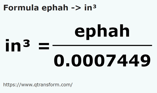 formula Efa kepada Inci padu - ephah kepada in³