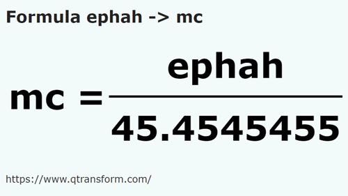 formula Efe in Metri cubi - ephah in mc