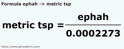 formula Efas em Colheres de chá métricas - ephah em metric tsp