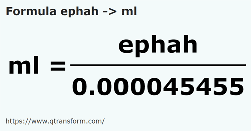 formula Ефа в миллилитр - ephah в ml