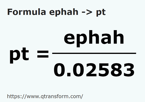 formula Efa kepada Pint British - ephah kepada pt