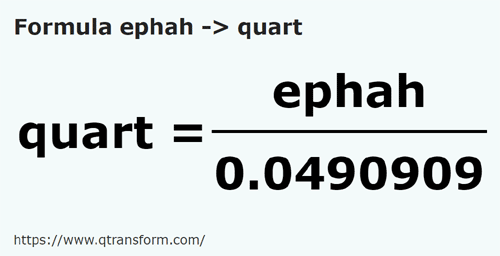 formula Efa kepada Kuart - ephah kepada quart